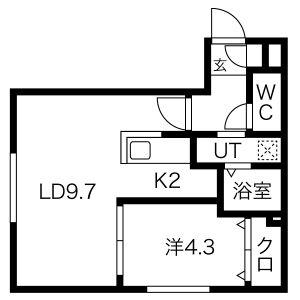 HAL CASA 新札幌(1LDK/1階)の間取り写真
