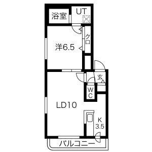 クラリス東札幌(1LDK/2階)の間取り写真