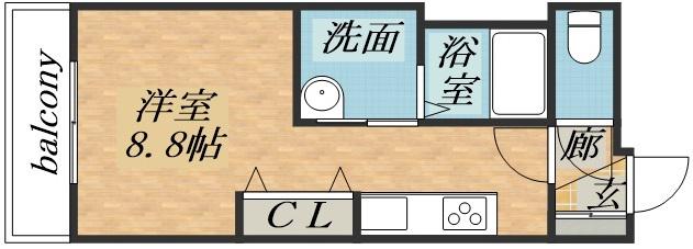 フォレスト月寒東(ワンルーム/2階)の間取り写真