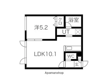 ガーデンクリスタル北広島(1LDK/1階)の間取り写真