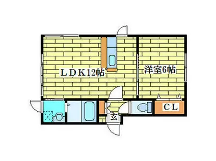 ドリームハウス(1LDK/2階)の間取り写真
