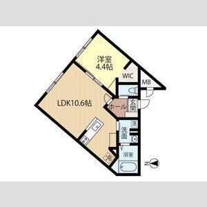 JEEKBLAU美園(1LDK/4階)の間取り写真