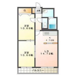 シャイニングライブⅡ(2LDK/3階)の間取り写真