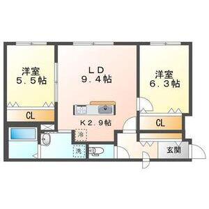 CRECIA(2LDK/1階)の間取り写真
