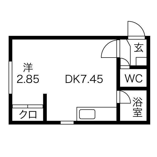 ローヤルハイツ菊水(1DK/2階)の間取り写真