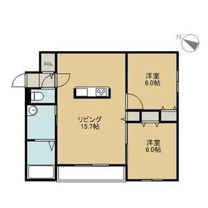 プライムタイム(2LDK/3階)の間取り写真