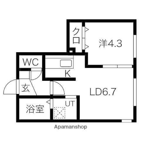 EXCEL平岸B(ワンルーム/4階)の間取り写真