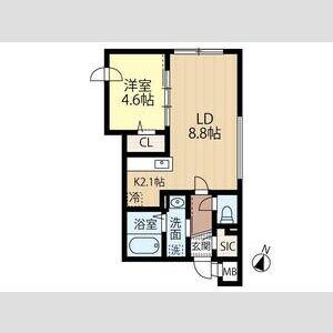 FORTUNE TERRACE平岸(1LDK/4階)の間取り写真