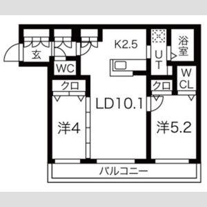 アルファスクエア菊水2条(2LDK/4階)の間取り写真