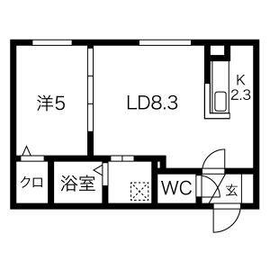 ラデュレ白石(1LDK/3階)の間取り写真