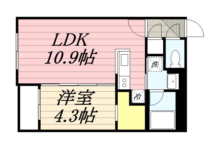 ラ・シュエットドルチェ(1LDK/4階)の間取り写真