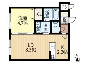 LOTUS FLEUR1(1LDK/2階)の間取り写真