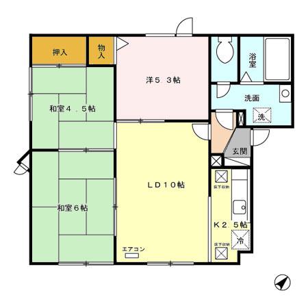 カーサ清田 AB(3LDK/2階)の間取り写真