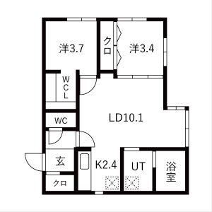 BELL COURT東札幌(2LDK/2階)の間取り写真