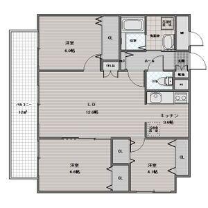 プレミール北野(3LDK/4階)の間取り写真