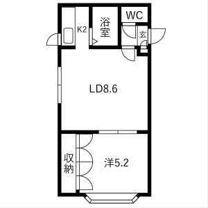 プレジデント16(1LDK/2階)の間取り写真