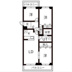 BRO北野(3LDK/3階)の間取り写真