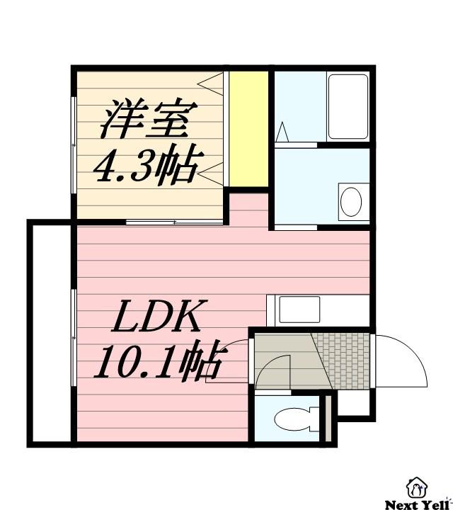 リヴェルテ栄通(1LDK/4階)の間取り写真