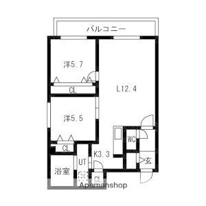 SATO BLDS白石本通(2LDK/3階)の間取り写真