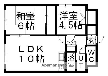 ヴィビひばりが丘(1LDK/1階)の間取り写真