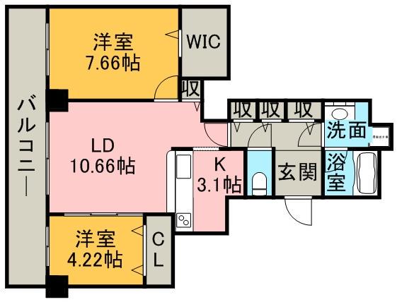 レジディア大通公園(2LDK/11階)の間取り写真