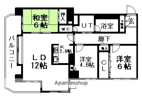 ライオンズヴィアーレ大通(3LDK/6階)の間取り写真