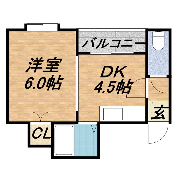 ルナグランス山鼻(1DK/3階)の間取り写真