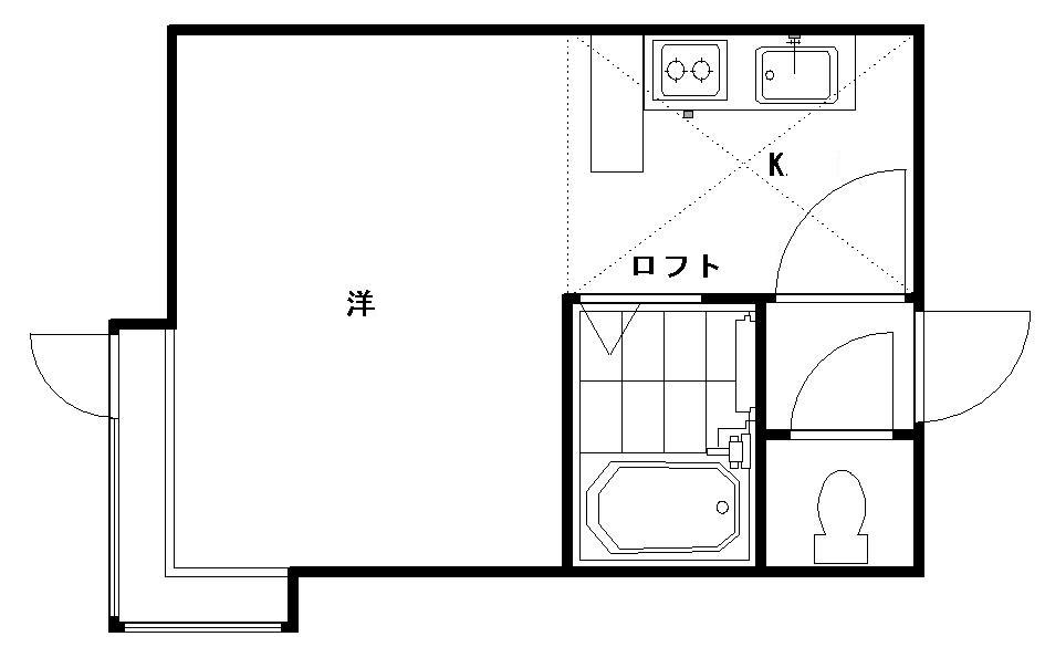 グランステージ南15条(1K/2階)の間取り写真