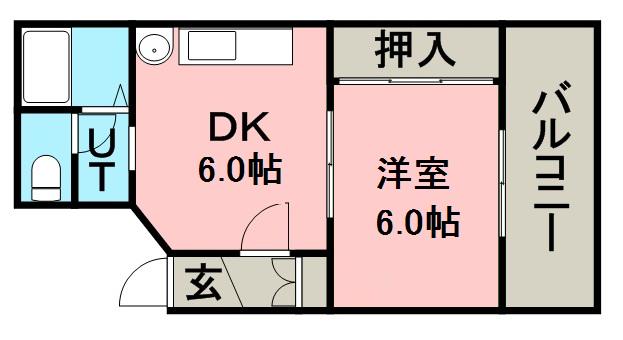 センタービル(1DK/8階)の間取り写真