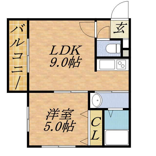 グランディール発寒南(1LDK/2階)の間取り写真