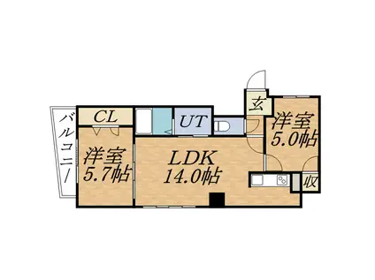 ビッグパレス中島公園(2LDK/5階)の間取り写真