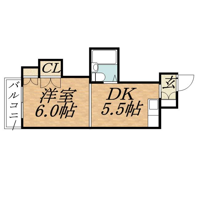 けいほくレジデンス(1DK/5階)の間取り写真