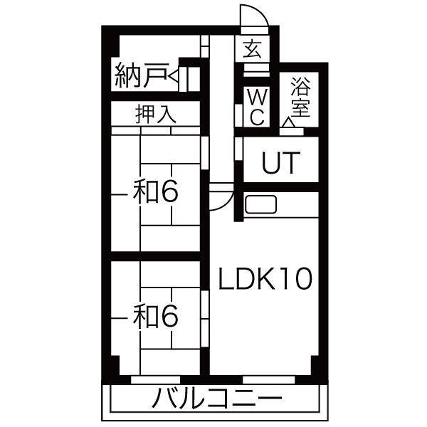 琴似コーポ山竹(2LDK/6階)の間取り写真