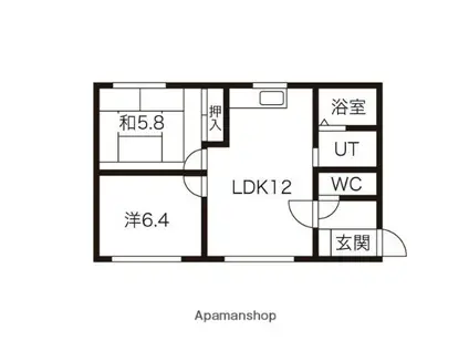 ウイングリバー米里(2LDK/2階)の間取り写真