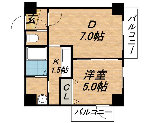 ラ・ヴィスタ行啓通(1LDK/4階)の間取り写真