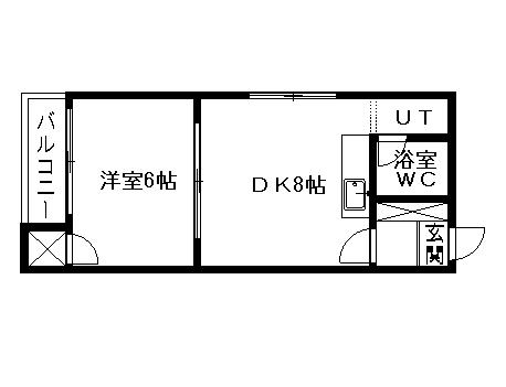 ネスト南13条(1DK/5階)の間取り写真