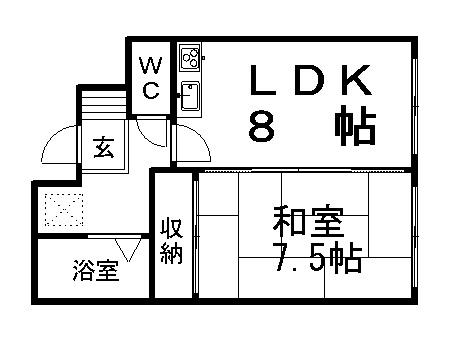 ルミエールサウス(1K/1階)の間取り写真