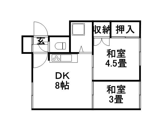 コーポふじ(2DK/2階)の間取り写真