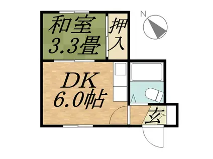 宮の森 小川ハイツ(1DK/1階)の間取り写真