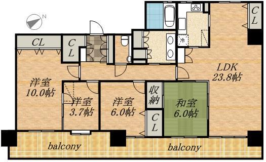 S-FORT中島公園(3SLDK/13階)の間取り写真