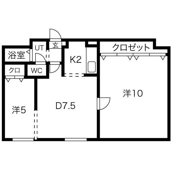 CENTRAL6(2DK/1階)の間取り写真