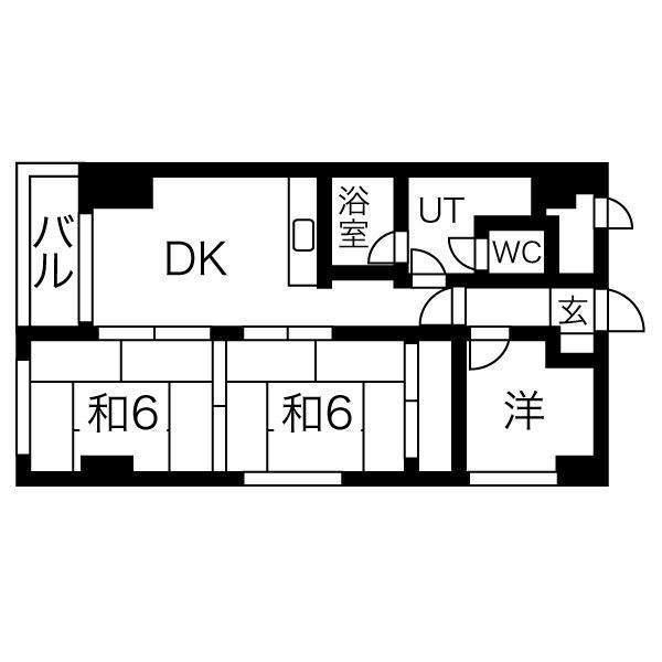 ドミ山鼻(3DK/4階)の間取り写真