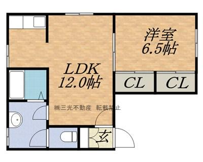 ラメール西線8条(1LDK/1階)の間取り写真