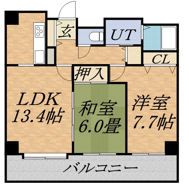 ライオンズヴィアーレ 大通第2(2LDK/9階)の間取り写真