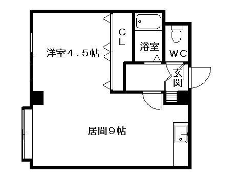 MORE TONDEN(1DK/4階)の間取り写真