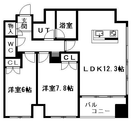 グランカーサ裏参道(2LDK/7階)の間取り写真