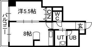 ノースアージュ中島公園(1LDK/5階)の間取り写真