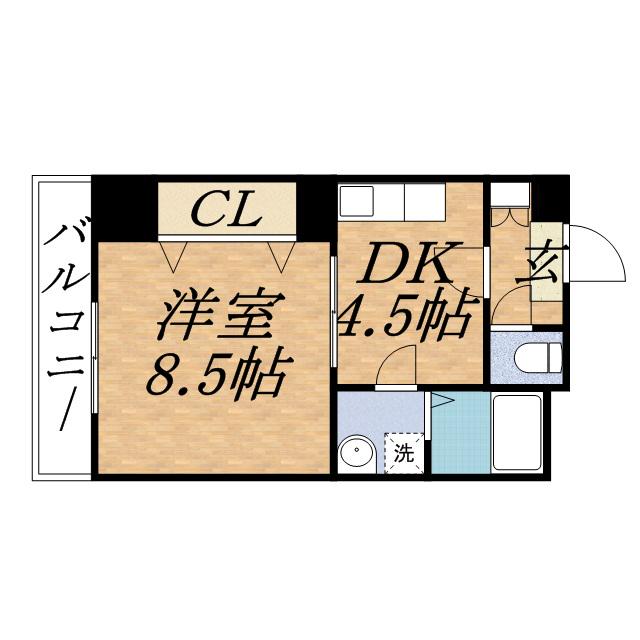 ジュマ旭ヶ丘(1DK/9階)の間取り写真