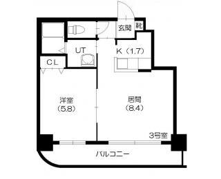METRO SIDE(1LDK/7階)の間取り写真