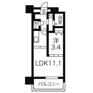 イリオス中島公園(1LDK/11階)の間取り写真